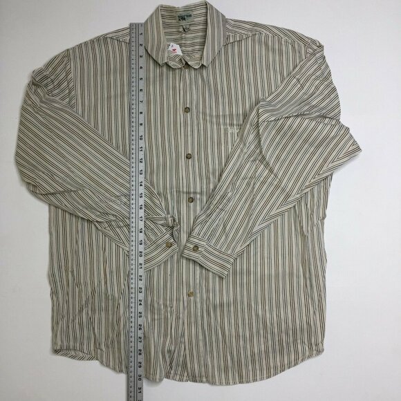 Guess Jeans Mens Long Sleeved Shirt Blue Brown Striped Cotton Size Large - Picture 8 of 10